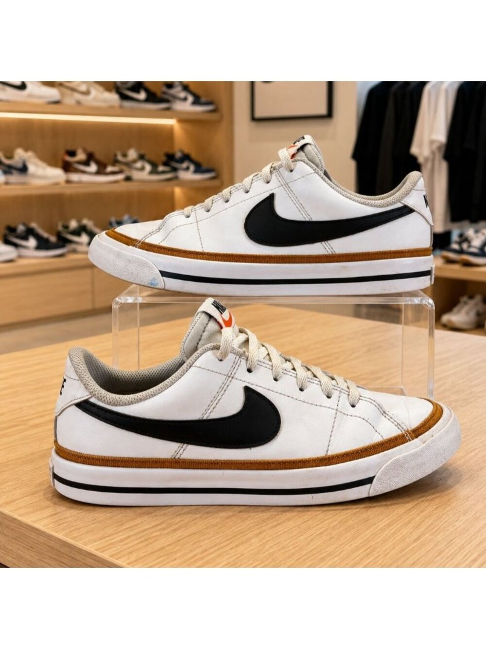 Nike Youth Size 6Y Court Legacy White/Desert Ochre/Black Casual Shoes DA5380-102